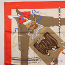 HERMES Carre 90 Scarf Silk ""LE CARNAVAL DE VENISE"" Red Auth ki6857-2