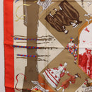 HERMES Carre 90 Scarf Silk ""LE CARNAVAL DE VENISE"" Red Auth ki6857-5