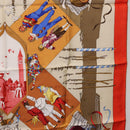 HERMES Carre 90 Scarf Silk ""LE CARNAVAL DE VENISE"" Red Auth ki6857-7