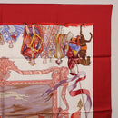HERMES Carre 90 Scarf Silk ""TURQVERIES EN L'HONNEUR DE MHT"" Red Auth ki6858-4