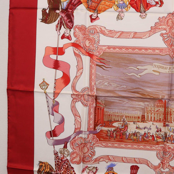 HERMES Carre 90 Scarf Silk ""TURQVERIES EN L'HONNEUR DE MHT"" Red Auth ki6858