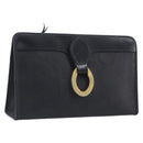 Christian Dior Trotter Canvas Clutch Bag PVC Black Gold Auth ki6859A-1