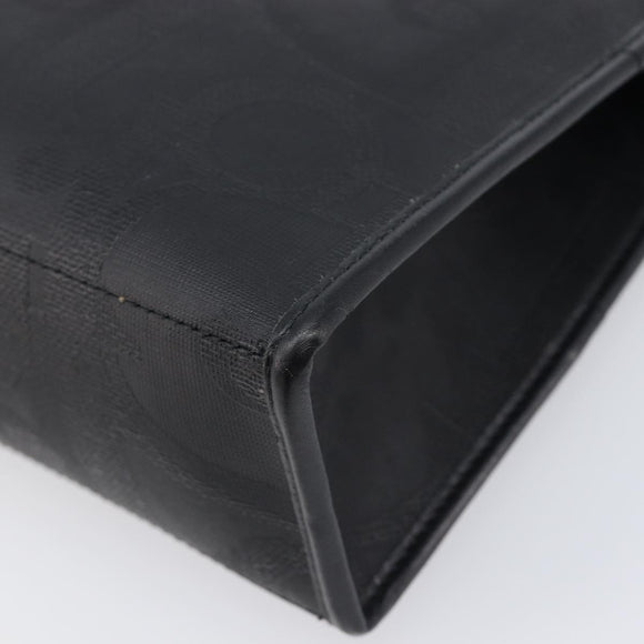 Christian Dior Trotter Canvas Clutch Bag PVC Black Gold Auth ki6859A