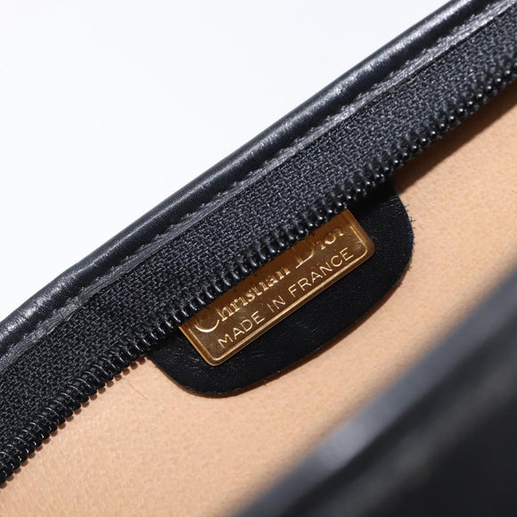 Christian Dior Trotter Canvas Clutch Bag PVC Black Gold Auth ki6859A