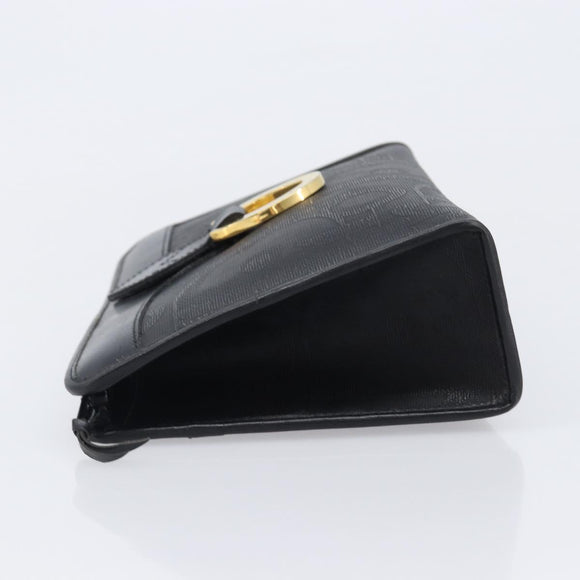 Christian Dior Trotter Canvas Clutch Bag PVC Black Gold Auth ki6859A