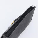 Christian Dior Trotter Canvas Clutch Bag PVC Black Gold Auth ki6859A-6