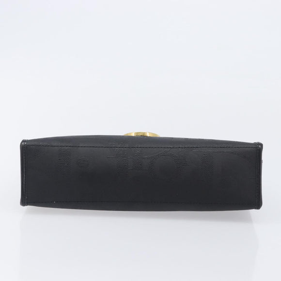 Christian Dior Trotter Canvas Clutch Bag PVC Black Gold Auth ki6859A