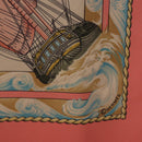 HERMES Carre 90 Scarf Silk ""vive le vent"" Pink Auth ki6861-11
