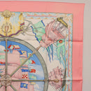HERMES Carre 90 Scarf Silk ""vive le vent"" Pink Auth ki6861-4