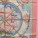 HERMES Carre 90 Scarf Silk ""vive le vent"" Pink Auth ki6861-7