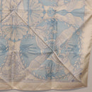 HERMES Carre 90 Scarf Silk Beige Light Blue ""Les chants du Henna"" Auth ki6863M-10