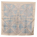 HERMES Carre 90 Scarf Silk Beige Light Blue ""Les chants du Henna"" Auth ki6863M-1