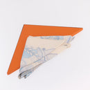 HERMES Carre 90 Scarf Silk Beige Light Blue ""Les chants du Henna"" Auth ki6863M-25