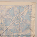 HERMES Carre 90 Scarf Silk Beige Light Blue ""Les chants du Henna"" Auth ki6863M-4