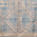 HERMES Carre 90 Scarf Silk Beige Light Blue ""Les chants du Henna"" Auth ki6863M-9