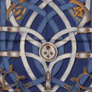 HERMES Carre 90 Scarf Silk Blue White ""CAVALCADOUR"" Auth ki6864M-6