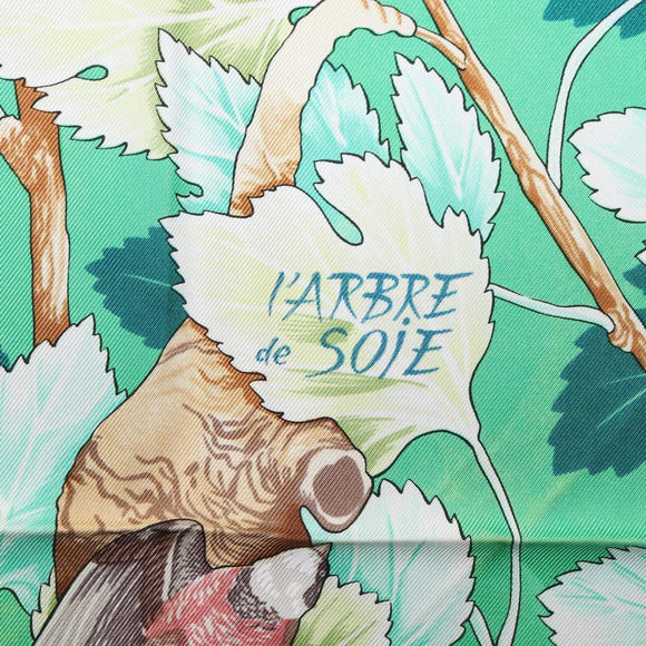 HERMES Carre 90 Scarf Silk Black Blue ""L'ARBRE de SOIE"" Auth ki6867M