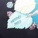 HERMES Carre 90 Scarf Silk Black Blue ""L'ARBRE de SOIE"" Auth ki6867M-13