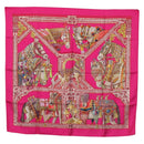 HERMES Carre 90 Scarf Silk Pink ""LA DANSE DU CHEVAL MARAWARI"" Auth ki6868M-1