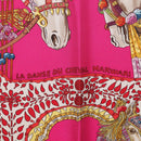 HERMES Carre 90 Scarf Silk Pink ""LA DANSE DU CHEVAL MARAWARI"" Auth ki6868M-11