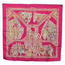 HERMES Carre 90 Scarf Silk Pink ""LA DANSE DU CHEVAL MARAWARI"" Auth ki6868M-13
