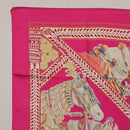 HERMES Carre 90 Scarf Silk Pink ""LA DANSE DU CHEVAL MARAWARI"" Auth ki6868M-14