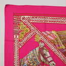 HERMES Carre 90 Scarf Silk Pink ""LA DANSE DU CHEVAL MARAWARI"" Auth ki6868M-2