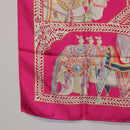 HERMES Carre 90 Scarf Silk Pink ""LA DANSE DU CHEVAL MARAWARI"" Auth ki6868M-20