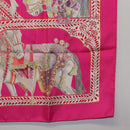 HERMES Carre 90 Scarf Silk Pink ""LA DANSE DU CHEVAL MARAWARI"" Auth ki6868M-22