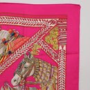 HERMES Carre 90 Scarf Silk Pink ""LA DANSE DU CHEVAL MARAWARI"" Auth ki6868M-4