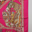 HERMES Carre 90 Scarf Silk Pink ""LA DANSE DU CHEVAL MARAWARI"" Auth ki6868M-7