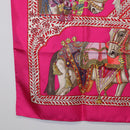 HERMES Carre 90 Scarf Silk Pink ""LA DANSE DU CHEVAL MARAWARI"" Auth ki6868M-8