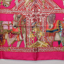 HERMES Carre 90 Scarf Silk Pink ""LA DANSE DU CHEVAL MARAWARI"" Auth ki6868M-9