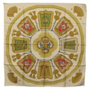 HERMES Carre 90 Scarf Silk Beige Yellow ""Porte et Carvalerie"" Auth ki6869M-1