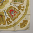 HERMES Carre 90 Scarf Silk Beige Yellow ""Porte et Carvalerie"" Auth ki6869M-10