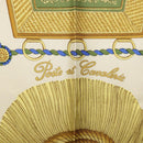 HERMES Carre 90 Scarf Silk Beige Yellow ""Porte et Carvalerie"" Auth ki6869M-12