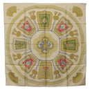 HERMES Carre 90 Scarf Silk Beige Yellow ""Porte et Carvalerie"" Auth ki6869M-14
