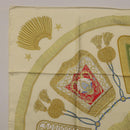 HERMES Carre 90 Scarf Silk Beige Yellow ""Porte et Carvalerie"" Auth ki6869M-15