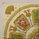 HERMES Carre 90 Scarf Silk Beige Yellow ""Porte et Carvalerie"" Auth ki6869M-2