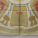 HERMES Carre 90 Scarf Silk Beige Yellow ""Porte et Carvalerie"" Auth ki6869M-22