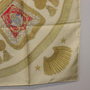 HERMES Carre 90 Scarf Silk Beige Yellow ""Porte et Carvalerie"" Auth ki6869M-23