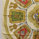 HERMES Carre 90 Scarf Silk Beige Yellow ""Porte et Carvalerie"" Auth ki6869M-5