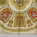HERMES Carre 90 Scarf Silk Beige Yellow ""Porte et Carvalerie"" Auth ki6869M-9