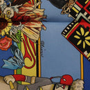 HERMES Carre 90 Scarf Silk Blue Red ""KACHINAS"" Auth ki6872M-12