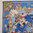 HERMES Carre 90 Scarf Silk Blue Red ""KACHINAS"" Auth ki6872M-14