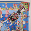 HERMES Carre 90 Scarf Silk Blue Red ""KACHINAS"" Auth ki6872M-16