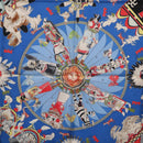 HERMES Carre 90 Scarf Silk Blue Red ""KACHINAS"" Auth ki6872M-18