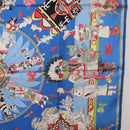 HERMES Carre 90 Scarf Silk Blue Red ""KACHINAS"" Auth ki6872M-19