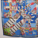 HERMES Carre 90 Scarf Silk Blue Red ""KACHINAS"" Auth ki6872M-20