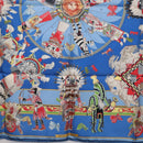 HERMES Carre 90 Scarf Silk Blue Red ""KACHINAS"" Auth ki6872M-21